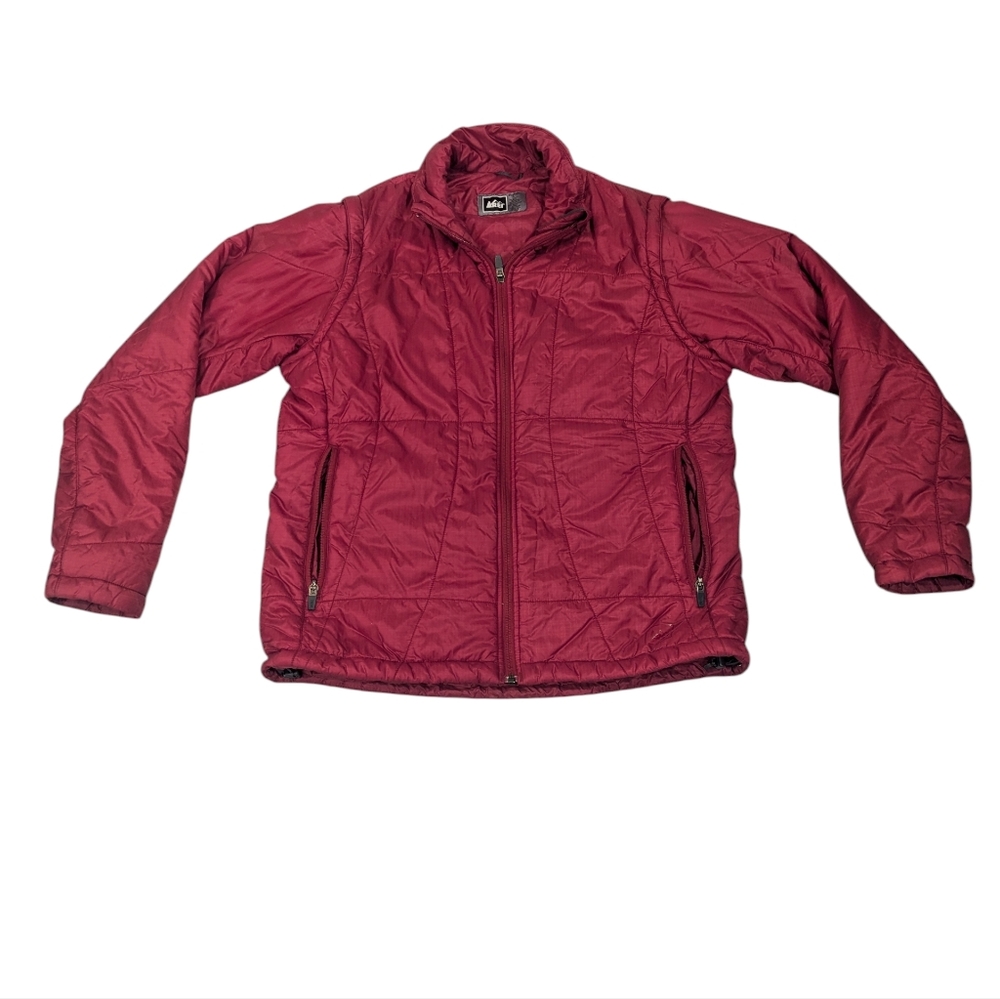 REI Women's Red Puffer Jacket/Vest Combo Poly Fill - Sz L